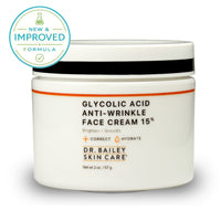 Exfoliating anti-wrinkle face cream with 15% glycolic acid improves wrinkles, fine lines, and age spots with new & improved badge