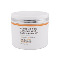 Exfoliating anti-wrinkle face cream with 15% glycolic acid improves wrinkles, fine lines, and age spots.