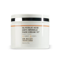 Exfoliating anti-wrinkle face cream with 15% glycolic acid improves wrinkles, fine lines, and age spots.