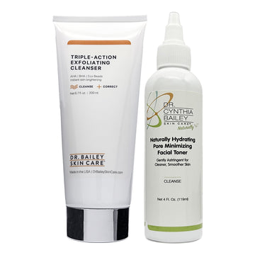 Pore Minimizer Cleanse Kit with salicylic acid and glycolic acid reduces large pores.