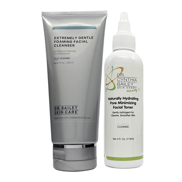 Skin Cleanse Zen set with pH balanced Gentle Foaming Facial Cleanser and Naturally Hydrating Pore Minimizing Toner.