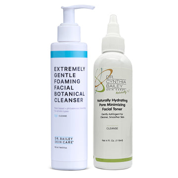 Skin Cleanse Zen set with pH balanced Gentle Foaming Facial Cleanser and Naturally Hydrating Pore Minimizing Toner.