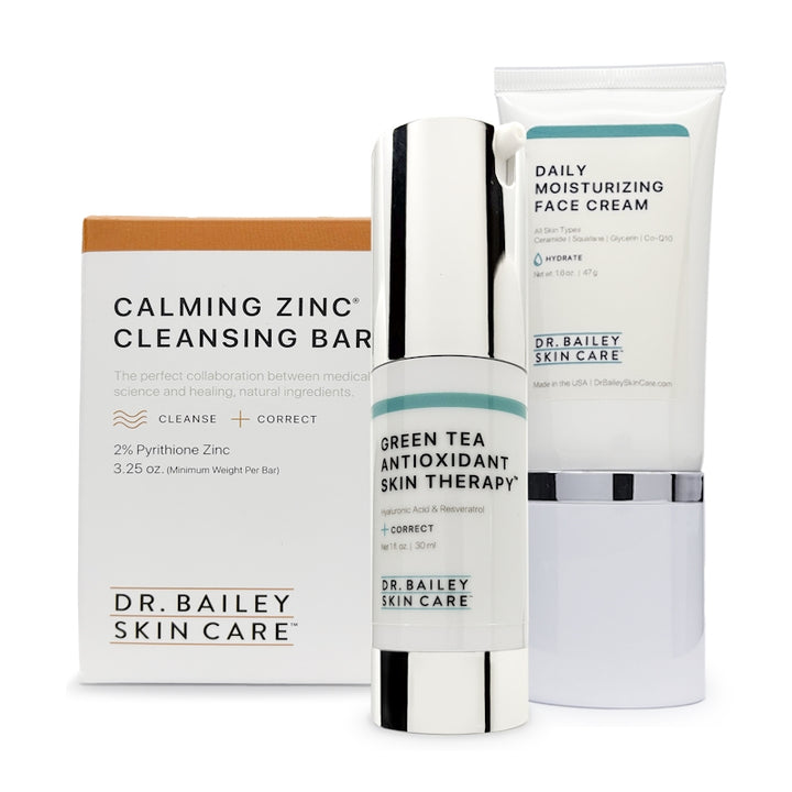 Facial Flaking and Redness Solution Kit heals seborrhea and/or rosacea naturally.