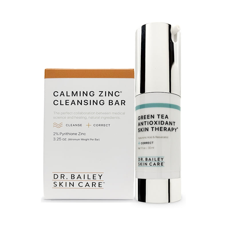 Dermatologist recommended Facial Redness Relief Kit with Green Tea Antioxidant Skin Therapy.