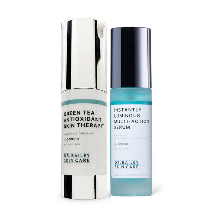 Layered Up Besties Set with Green Tea Antioxidant Skin Therapy and Instantly Luminous Multi-Action Serum.