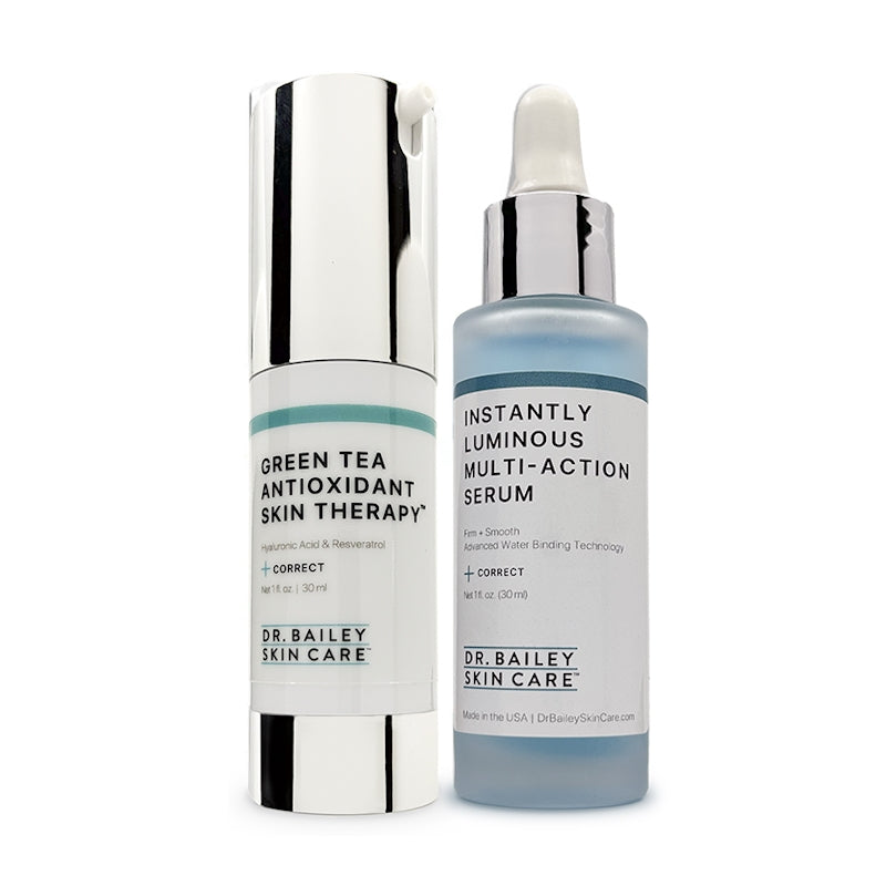 Layered Up Besties Set with Green Tea Antioxidant Skin Therapy and Instantly Luminous Multi-Action Serum.