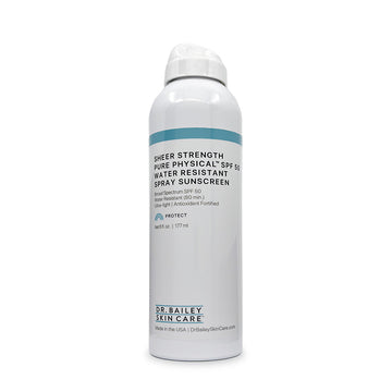 Water resistant, broad-spectrum SPF mineral sunscreen spray. Non-greasy, fragrance-free, suitable for sensitive skin.