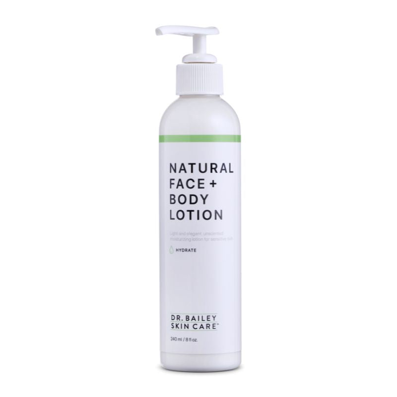 White bottle of lotion for face and body