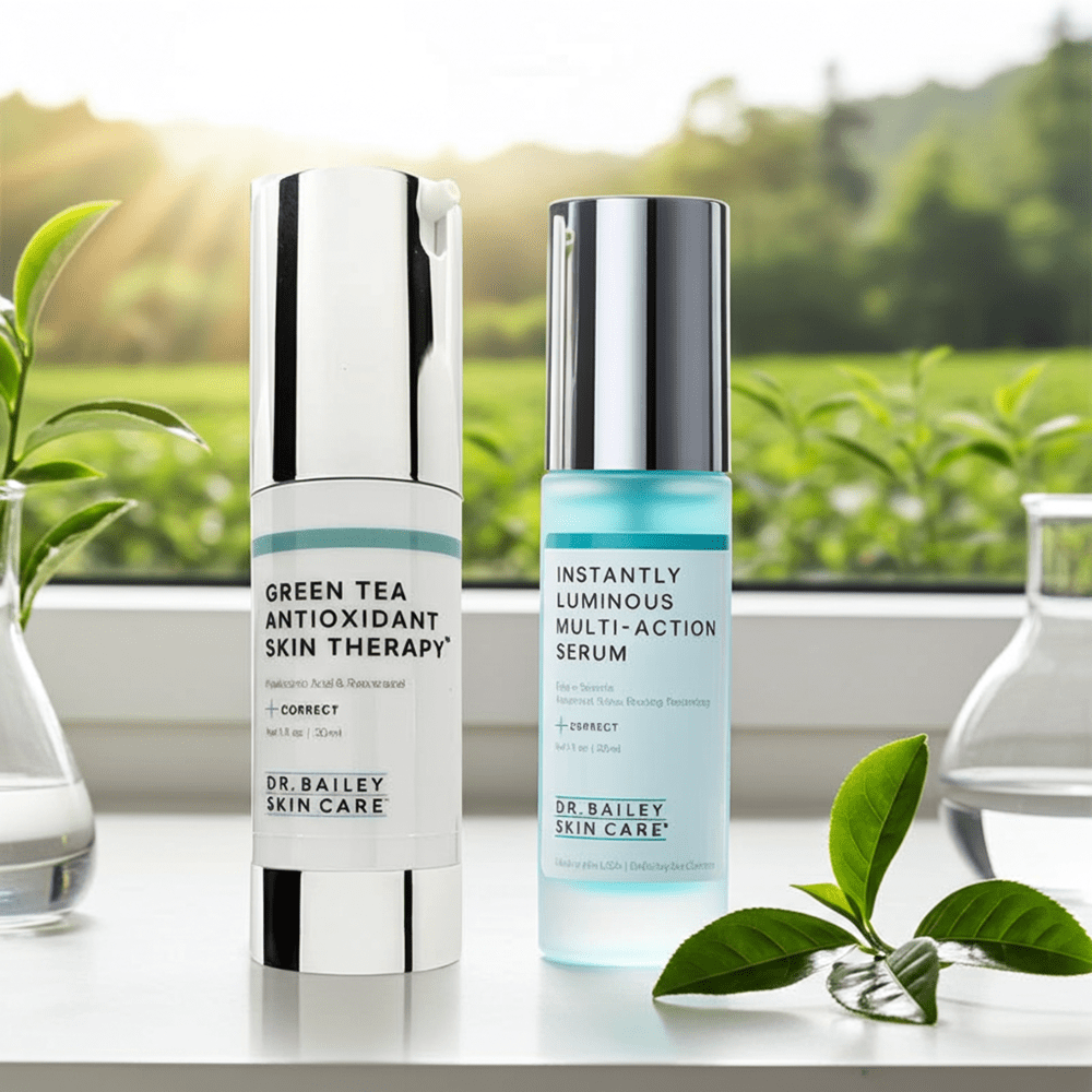 Calm skin redness, fights sun damage, get a smoother skin with Green Tea Antioxidant and Multi Action Serum.